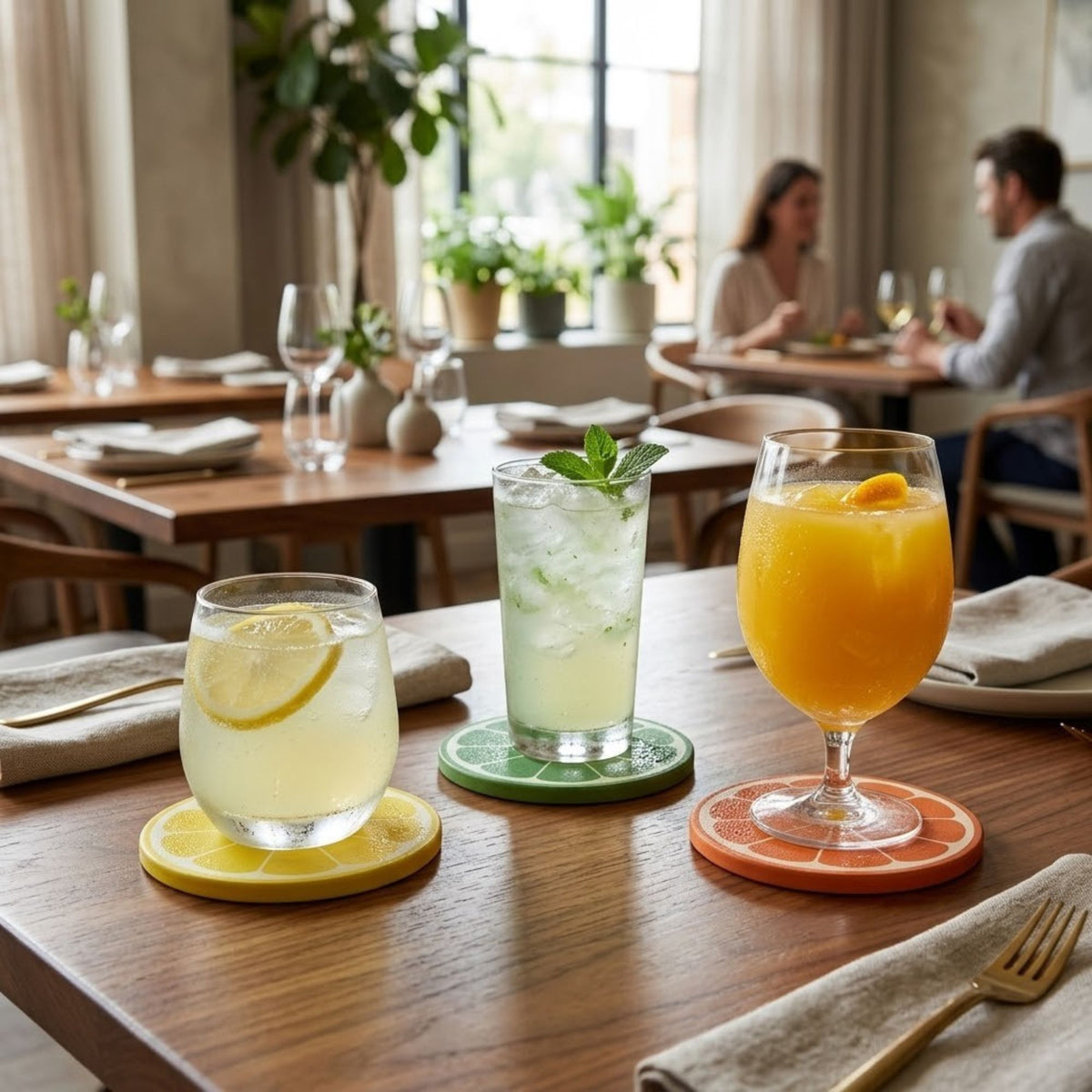 Fruit Slice Coasters Set (Lemon, Lime, Orange) – Fun Citrus Drink Coasters image 1
