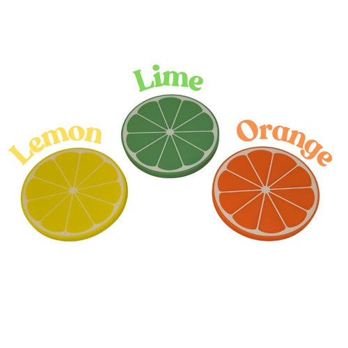 Fruit Slice Coasters Set (Lemon, Lime, Orange) – Fun Citrus Drink Coasters
