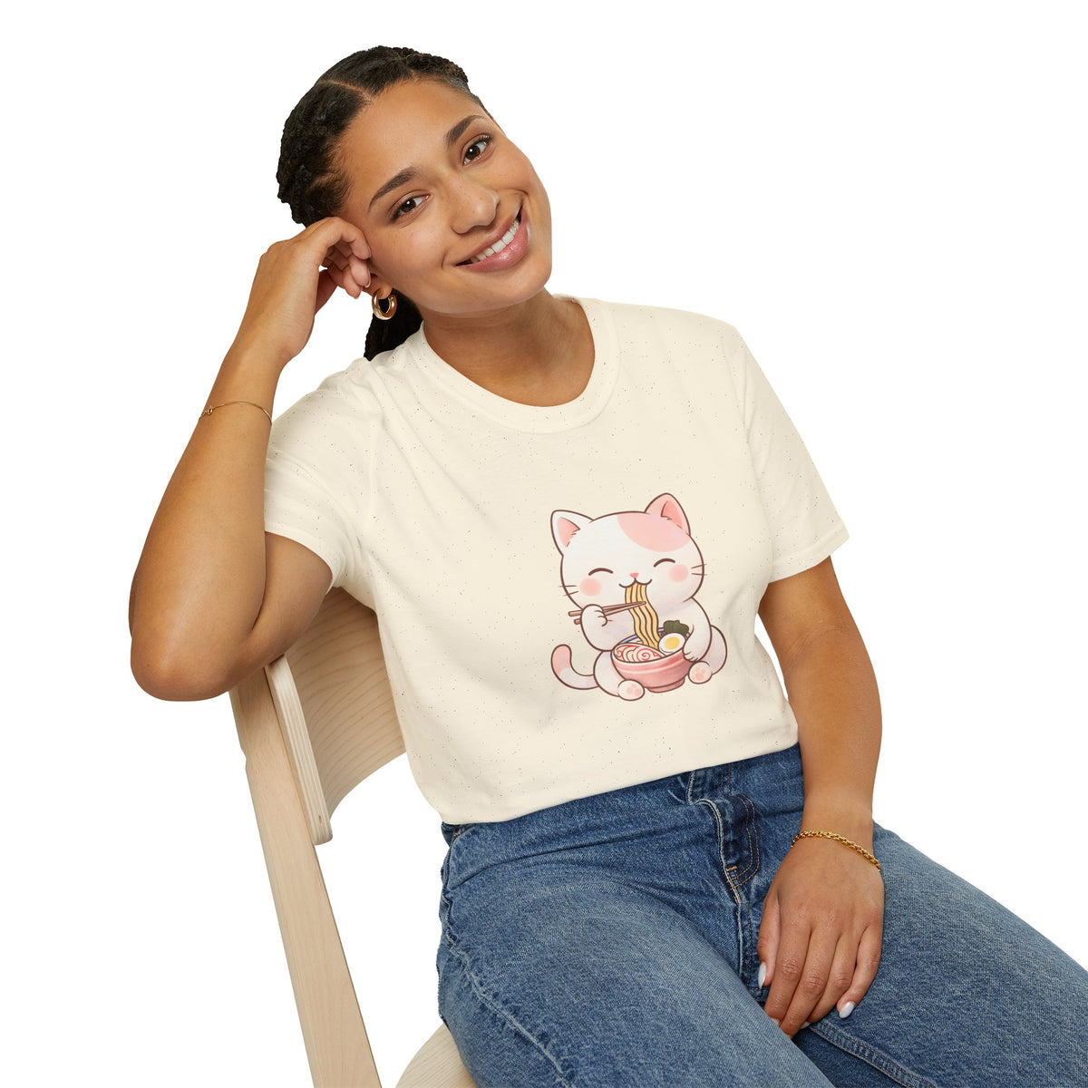 Cute Cat Eating Ramen T-Shirt image 7