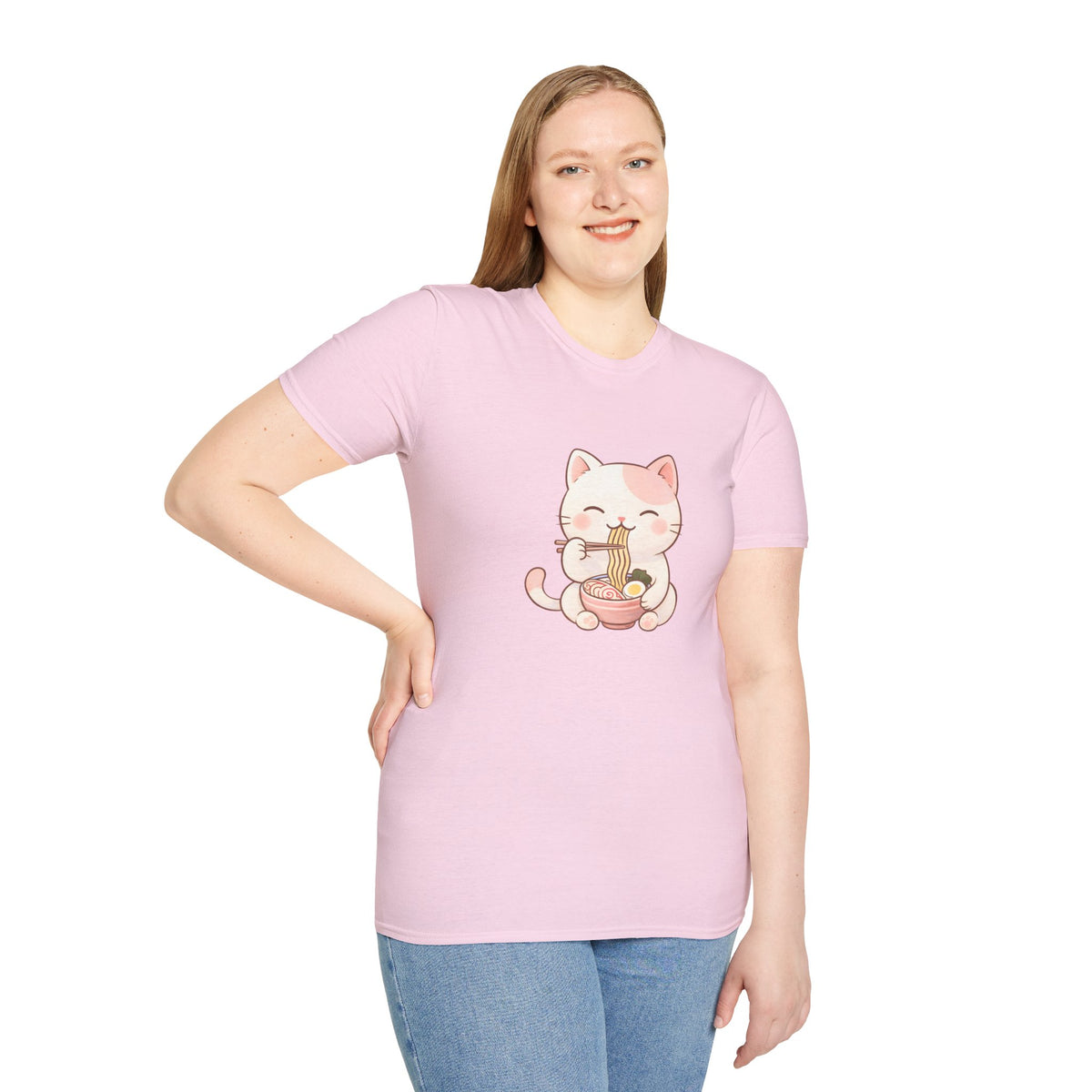 Cute Cat Eating Ramen T-Shirt image 3