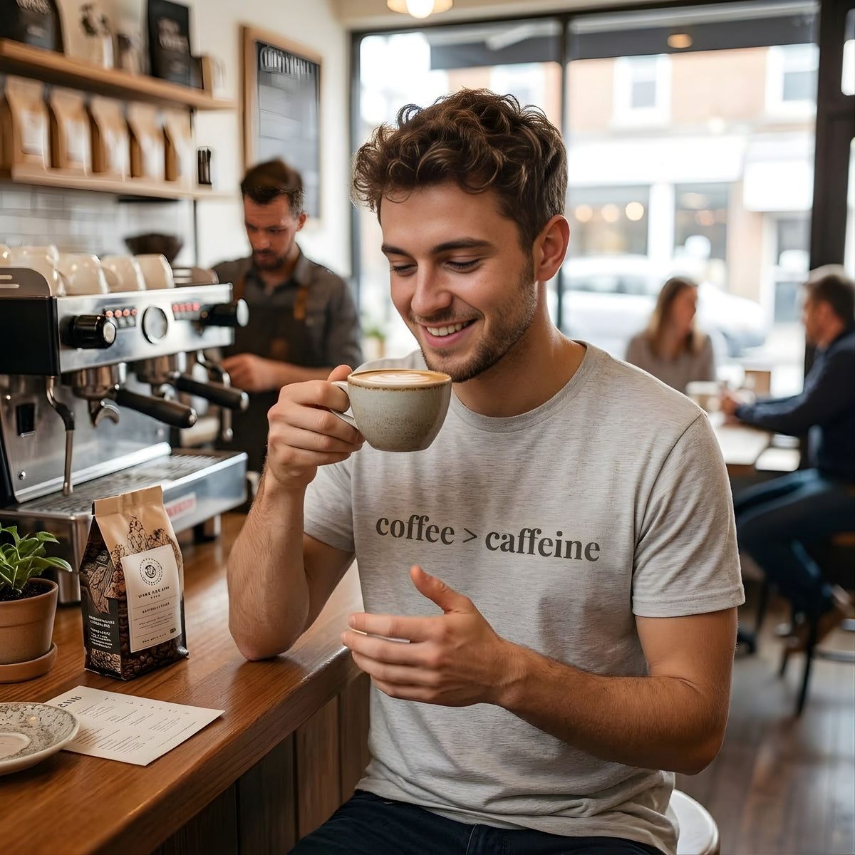 Coffee > Caffeine - Coffee Lover T-Shirt image 1