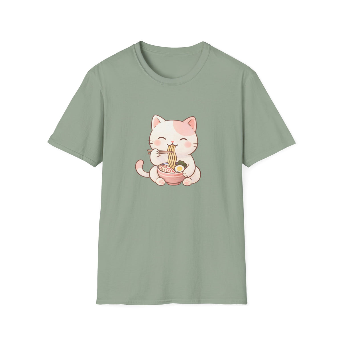 Cute Cat Eating Ramen T-Shirt image 0